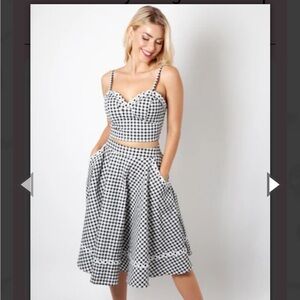 Voodoo Vixen Black and White Gingham Crop Top